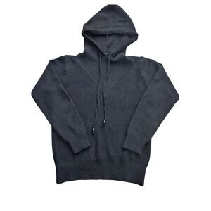 Women's 100% Cashmere Pullover Sweater Hoodie Black NWOT